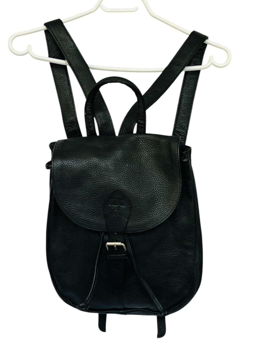 Clava American Backpack HBO Leather Bag Pebbled Black Drawstring Buckle Closure